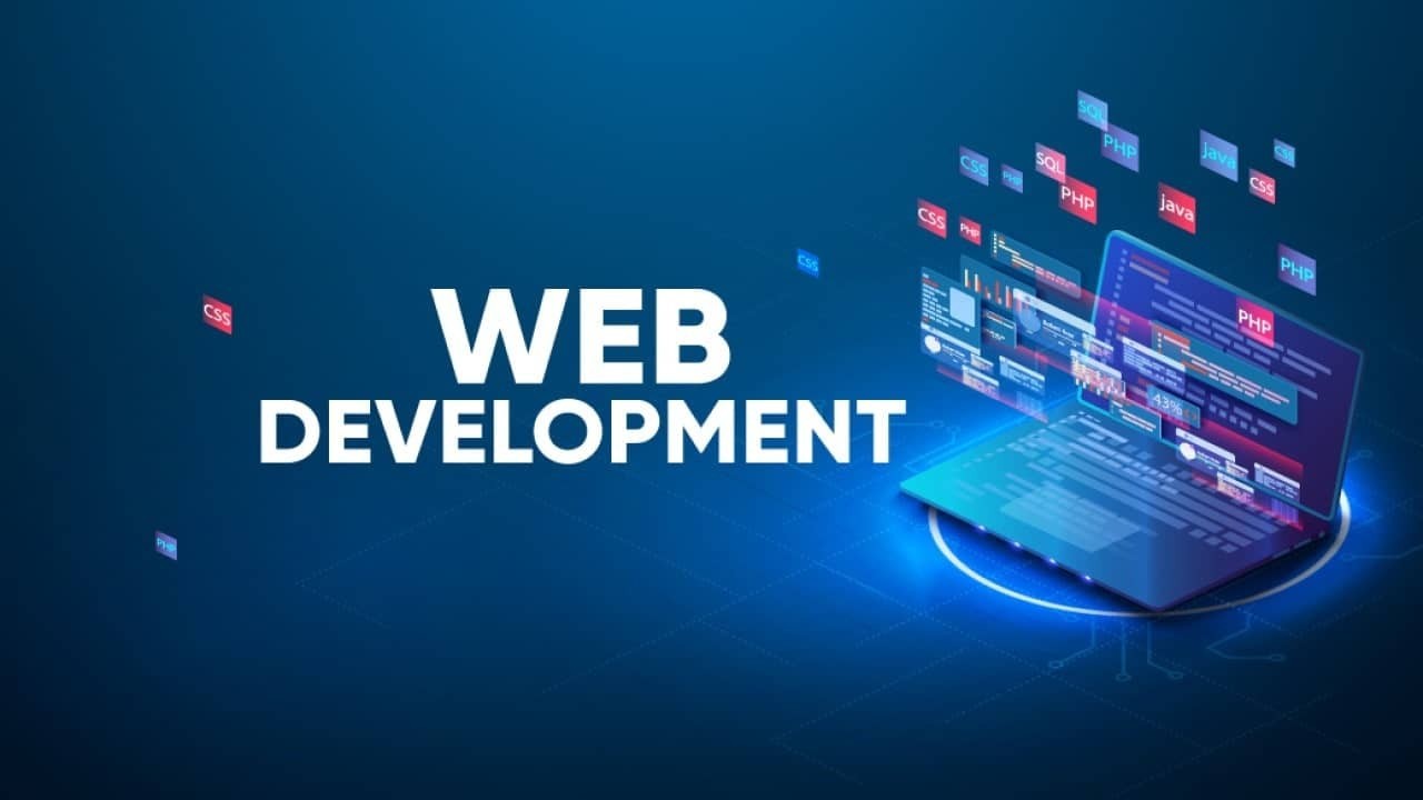 Modern web development sample with code and laptop